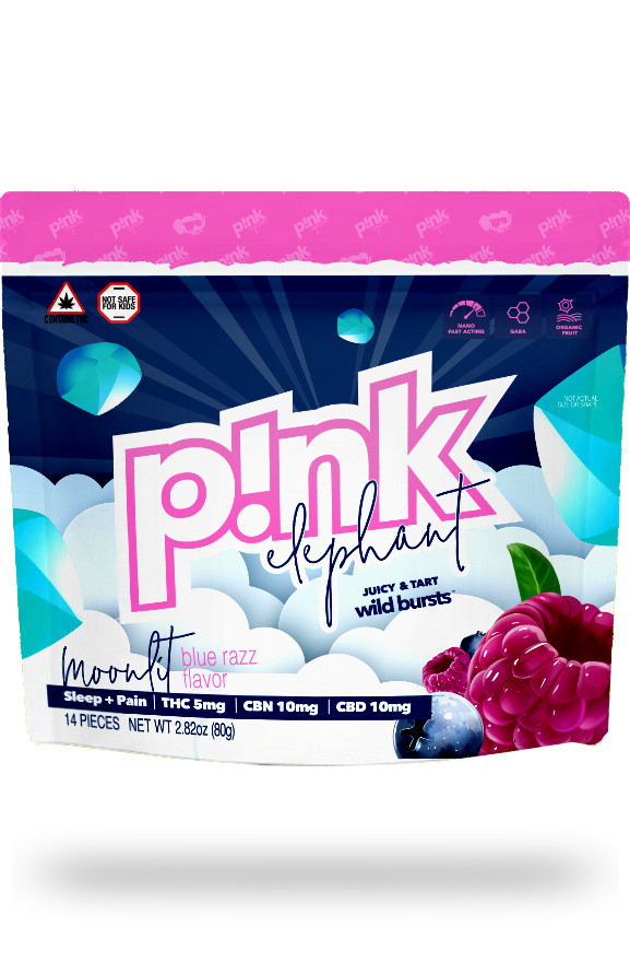 Moonlit Blue Razz Flavor Pink Elephant Edible Chews